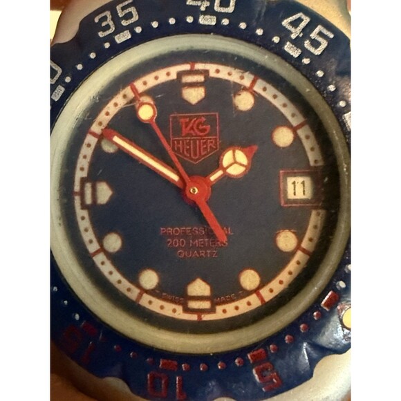 Tag Heuer F1 370.505 28mm Blue Red Women's Watch Swiss Quartz Vintage 1980s Date - Picture 10 of 12
